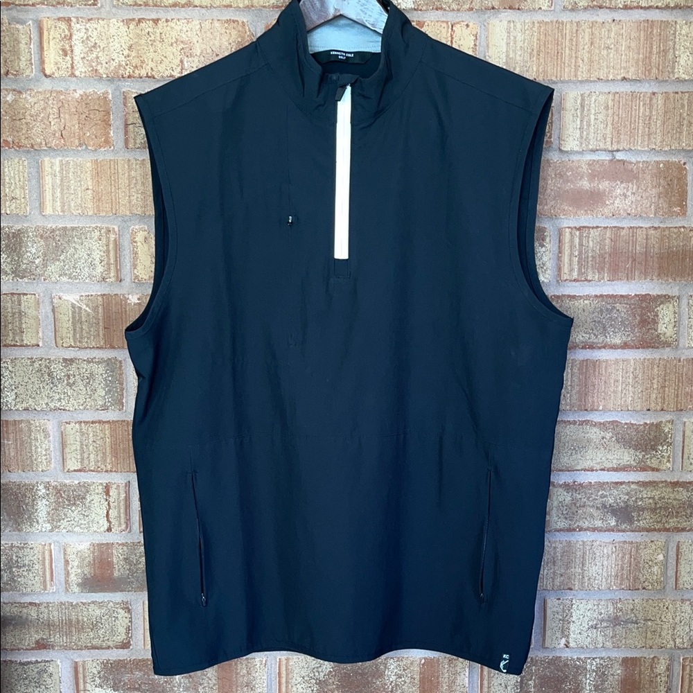 KENNETH COLE Black GOLF VEST Large Multiple Zip Closure Pockets